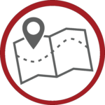Icon of a map with a destination point