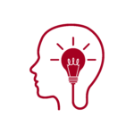 Head with light build thinking of idea icon