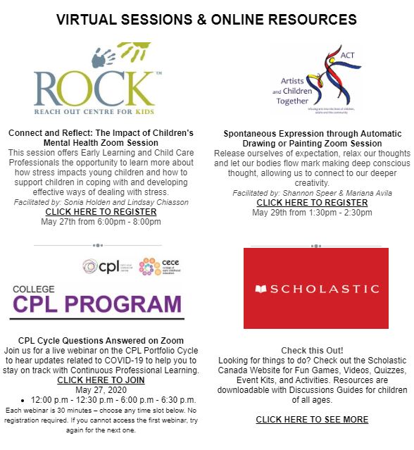 Virtual Sessions and Online Resources Flyer