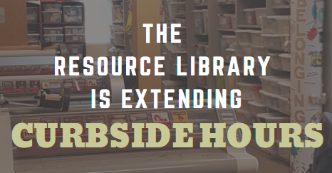 The Resource Library is extending Curbside Hours Banner with a picture of the library