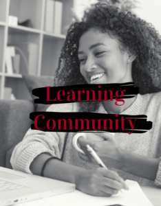 Learning Community with a Female smiling while writing