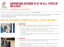 Supporting outdoor play in all types of weather inspiration sheet